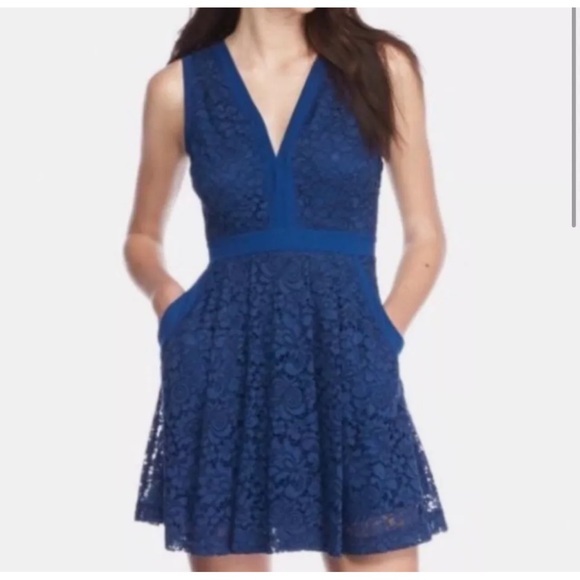 Free People Lovely in‎ Love Flora Lace Blue Fit & Flare Women’s Dress size small - Picture 1 of 11